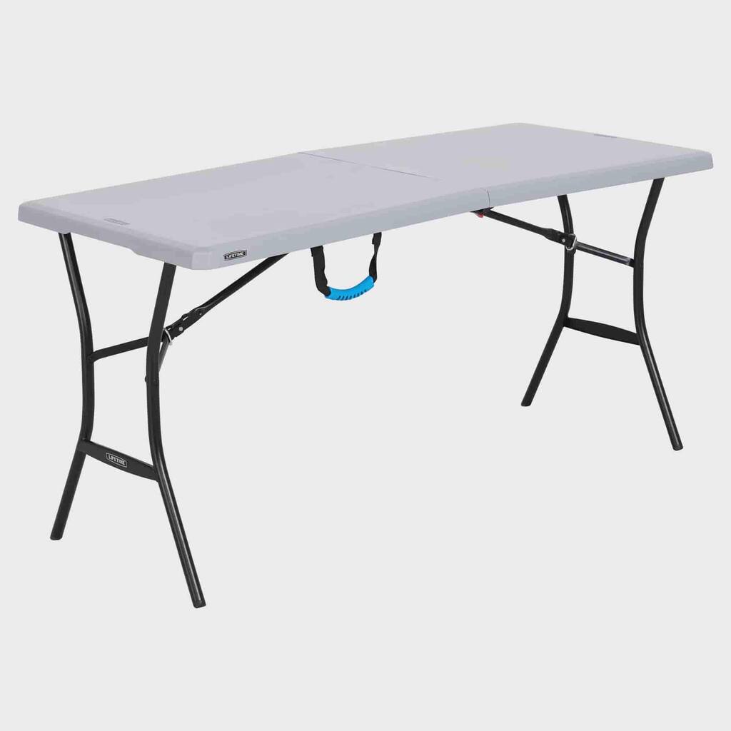 5ft Folding Tailgating Camping and Outdoor Table, Gray, 60.3'' x 25.5'' x 29''