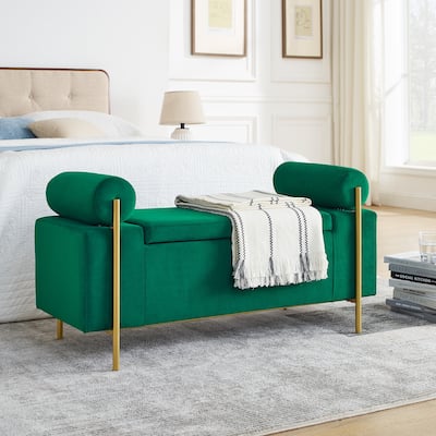 Elegant Upholstered Velvet Storage Bench