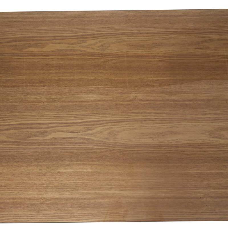 Brown Wooden Living Room Coffee Table with Cane Front Drawers and Gray Metal Frame