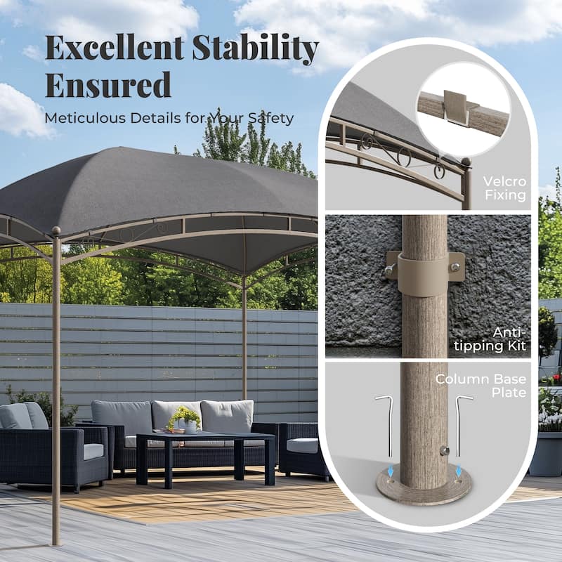 10 x13 FT Outdoor Gazebo Waterproof Arc Patio Canopy with Permanent Galvanized Iron Pipe Frame
