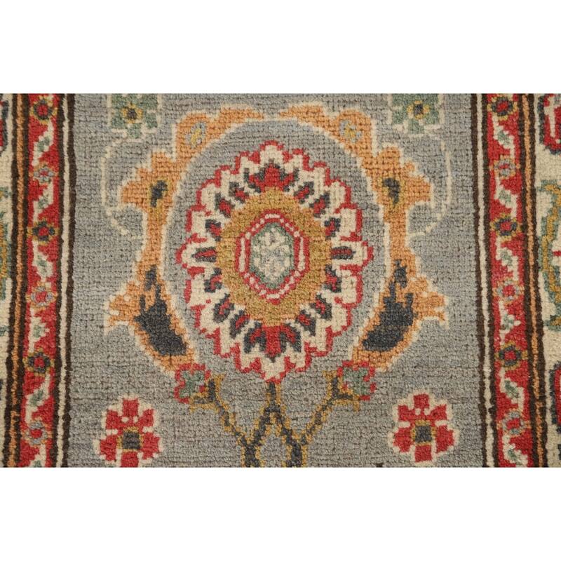 Floral Kazak Runner Rug Hand-Knotted Wool Carpet - 2'2" x 5'7"