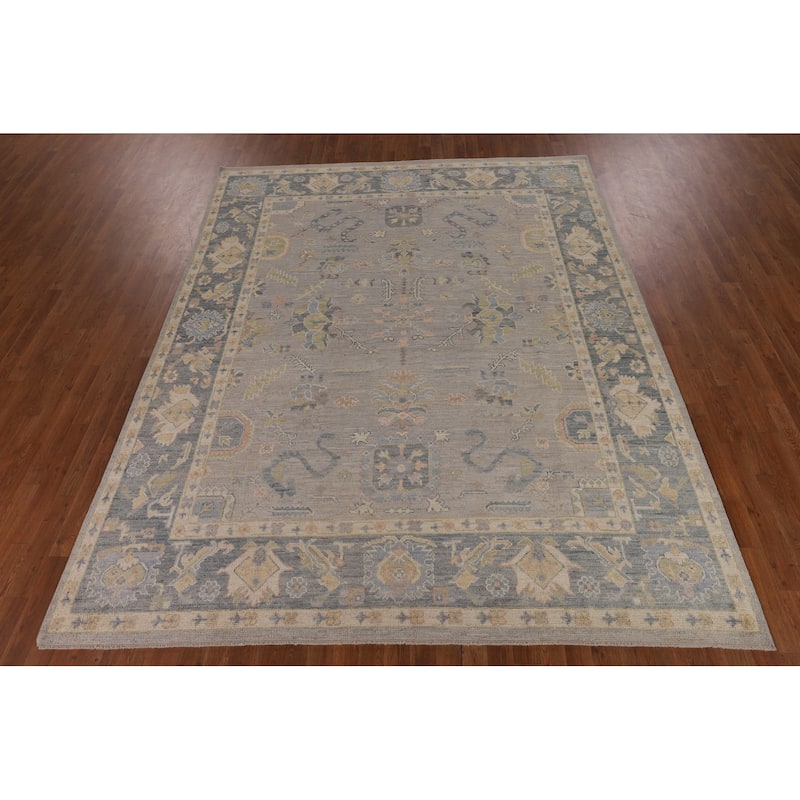 Oushak Turkish Area Rug Handmade Vegetable Dye Grey Wool Carpet - 8'0"x 10'1"
