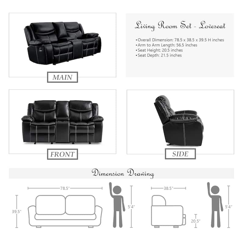 Ember 2-Piece Living Room Reclining Set - Black