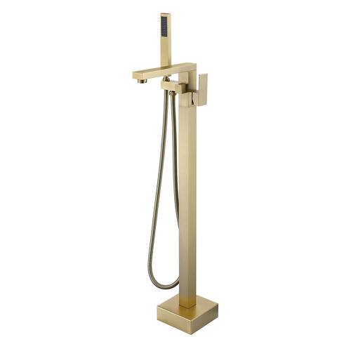 Single-Handle Freestanding Tub Faucet with Handheld Shower Modern Floor Mount Tub Filler