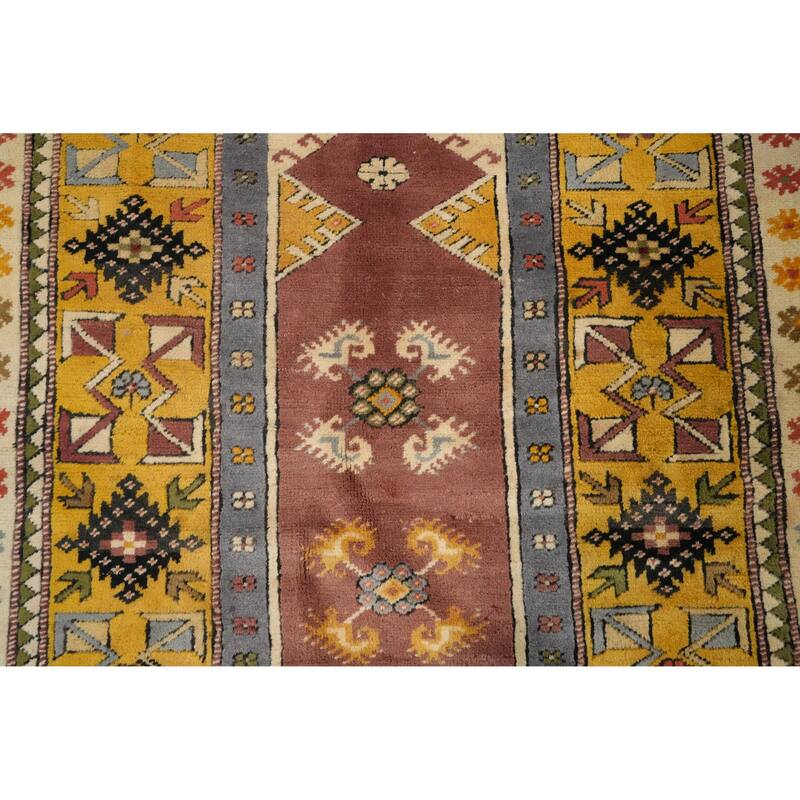 Hand Knotted Oriental 100% Wool Carpet Transitional Tribal Yellow & Gold Anatolian Area Rug - 6' 8'' X 3' 8''