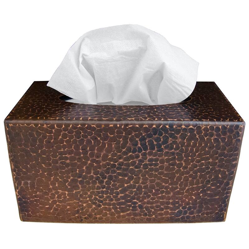 Large Hammered Copper Tissue Box Cover in Oil Rubbed Bronze (TBCLDB) - Brown