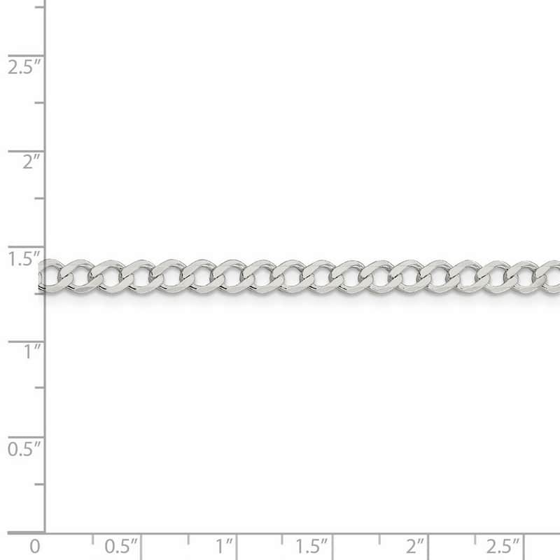 Curata 925 Sterling Silver 4.5mm Polished Flat Curb Chain Necklace