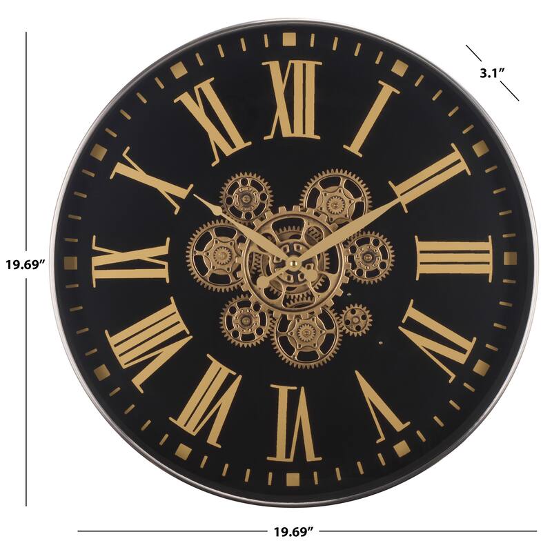 SEI Furniture Thatcher Roman Gear Clock - 20"W x 3"D x 20"H