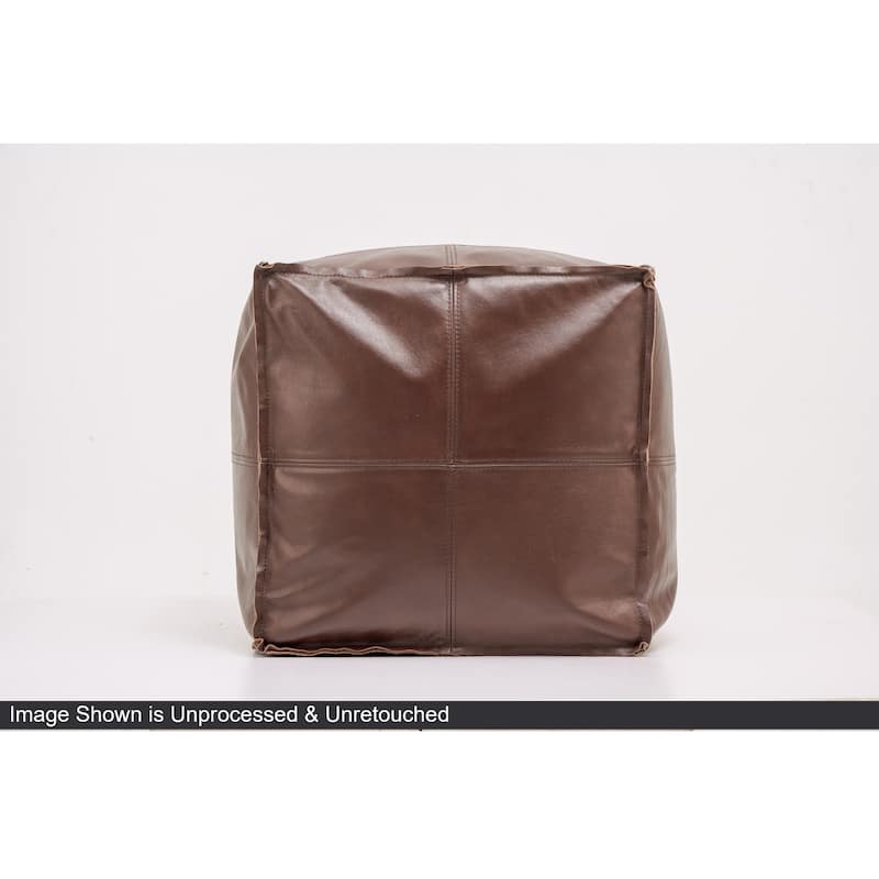 CO-Z 18'' Modern Boho Genuine Leather Pouf Ottoman