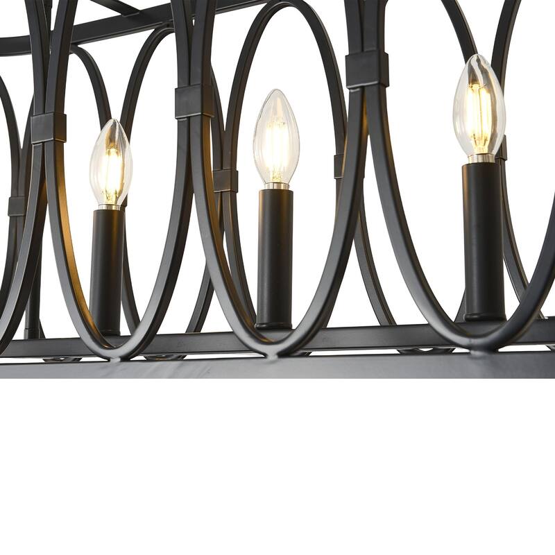 Rustic Metal Oval - Ring 5 - Light Kitchen Island Linear Chandelier