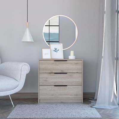 TUHOME Kaia 27-inch Tall 3 Drawer Dresser with Metal Hardware