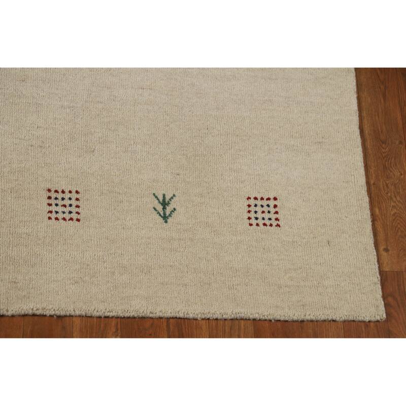 Hand Knotted Oriental 100% Wool Carpet Tribal Tribal Beige & Ivories Gabbeh Area Rug - 7' 4'' X 5' 2''