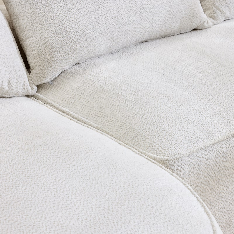 L Shape Sectional Sofa with Curved Chaise Lounge, High-Resilience Sponge Boneless Sofa, Upholstered Sofa with Throw Pillows