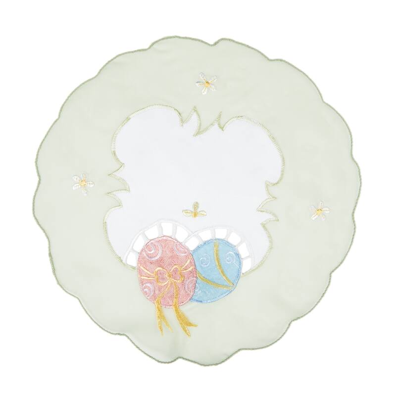 Egg Polyester Embroidered Round Doily 12Rnd Set of 4