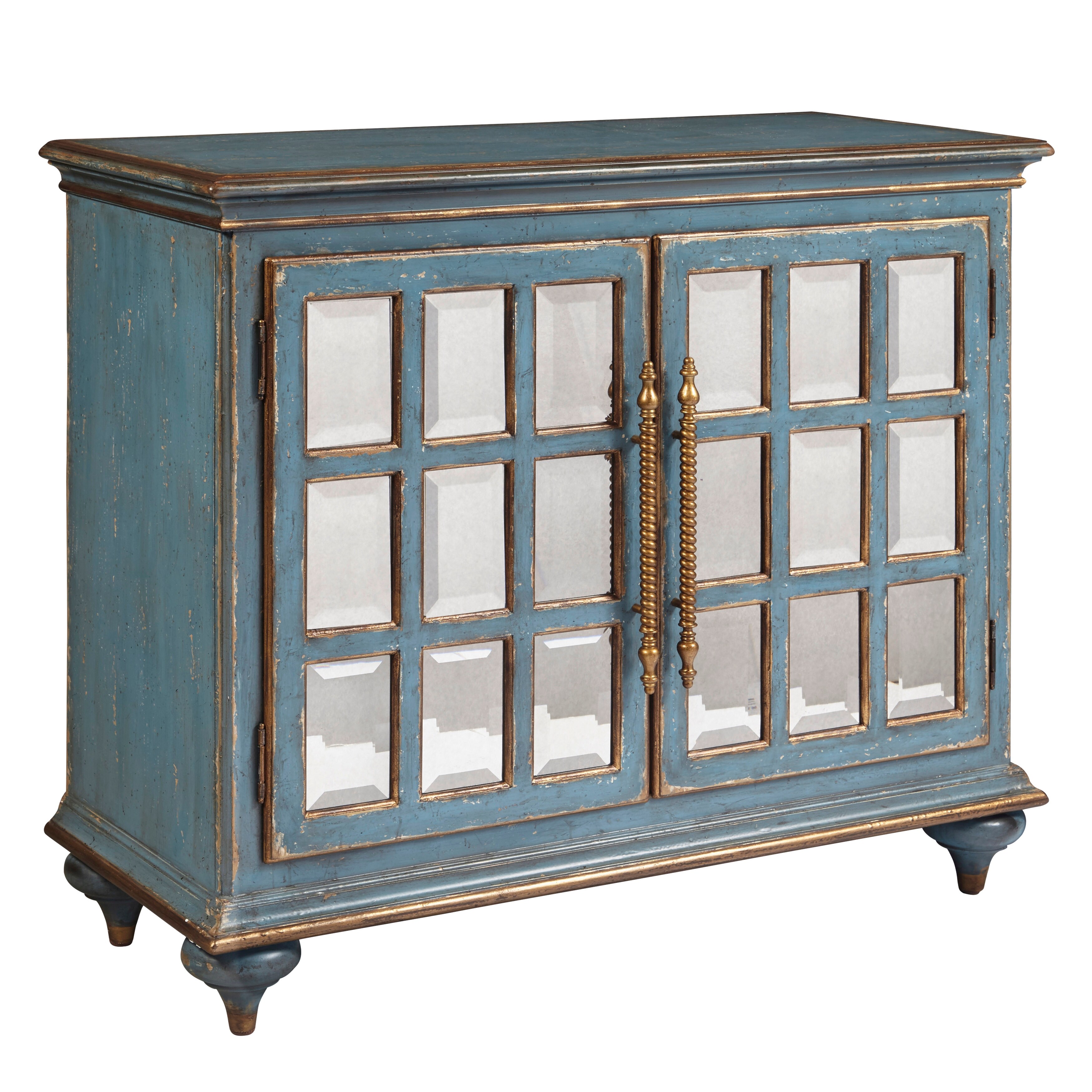 Shop Blue Distressed 2 Door Accent Cabinet Overstock 31510697