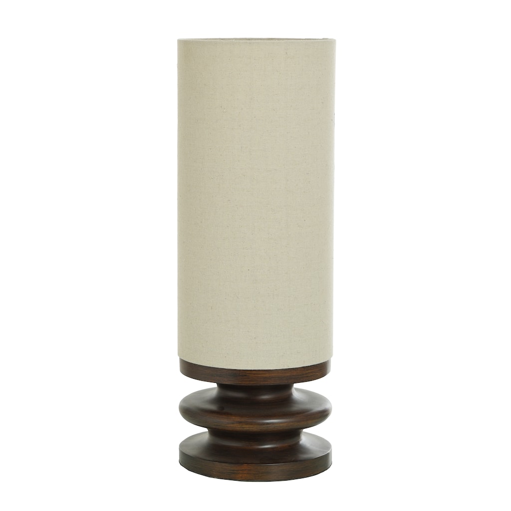 Walnut Ridge Uplight - Fishbone Polyresin Base - Beige Linen Shade