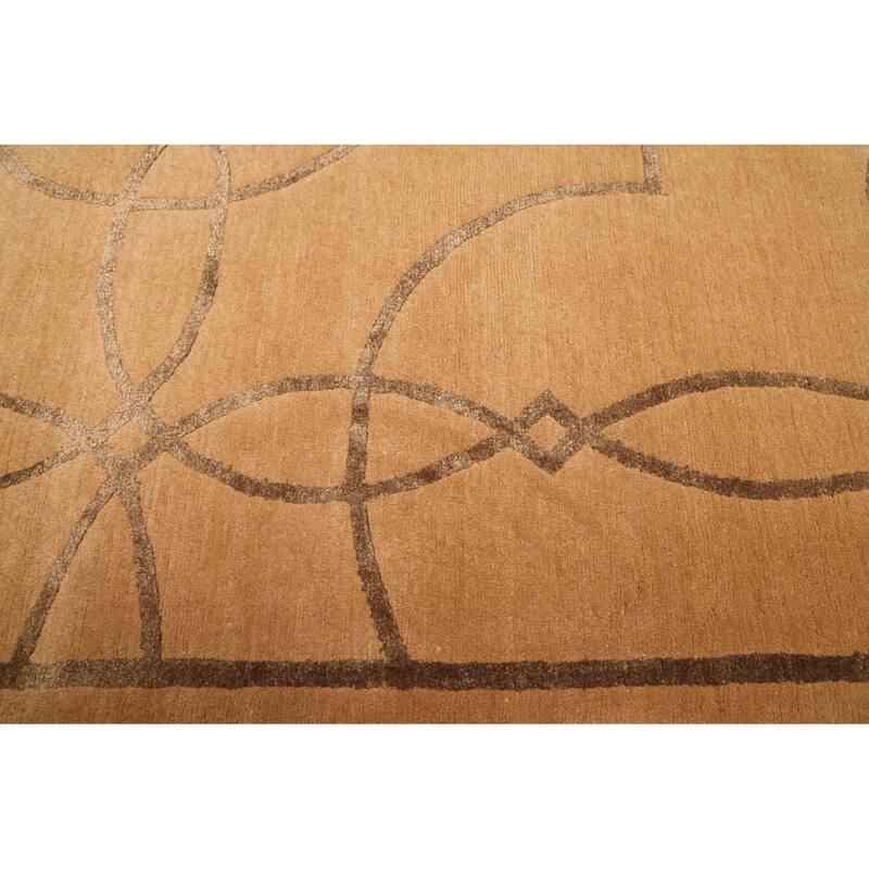 ECARPETGALLERY Hand-knotted Opulence Light Brown Silk, Wool Rug - 6'0 x 9'0