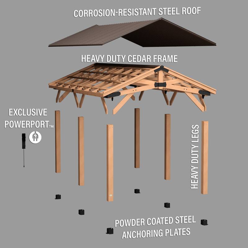 Backyard Discovery Norwood 20x12' Cedar Wood Gazebo with Steel Roof