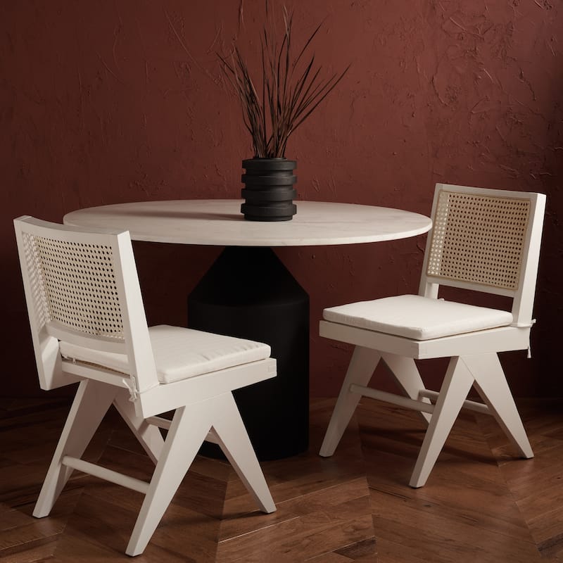 SAFAVIEH Couture Edda Rattan Dining Chair (Set of 2) - 18 In W x 20 In D x 34 In H - 18Wx20Dx34H
