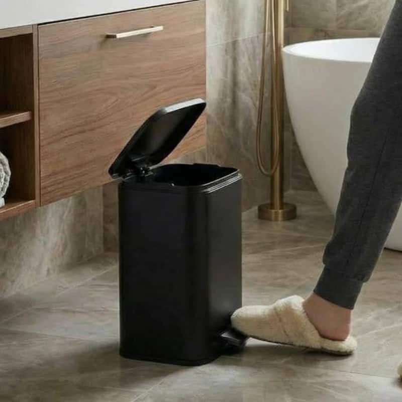 1.3 Gal Fingerprint-Proof Step Rubbish Bin, Trash Can for Bathroom, Kitchen