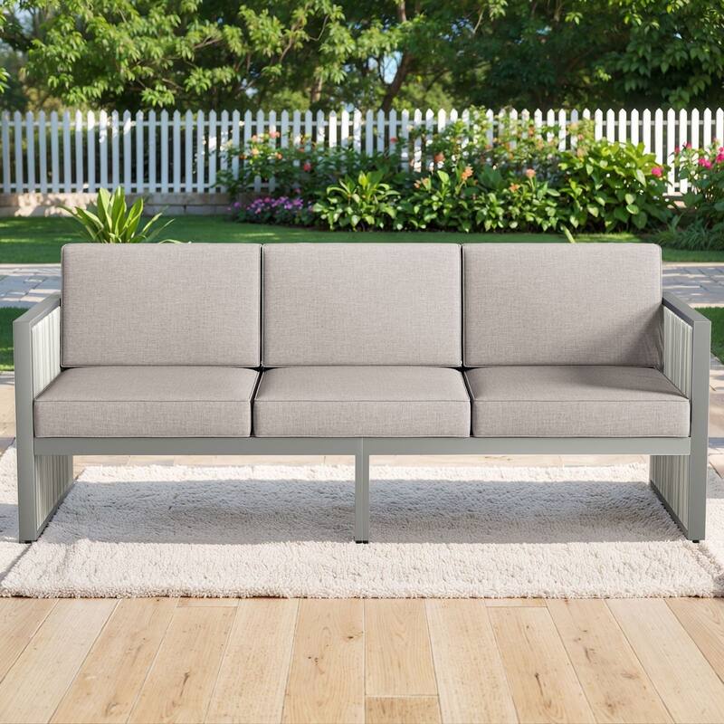 3 Seats Patio Sofa All Weather Wicker Patio Couch