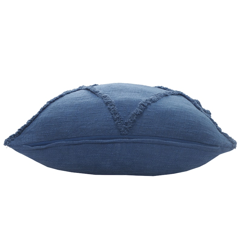 HomeRoots 18" X 18" Cobalt Blue 100% Cotton Zippered Pillow