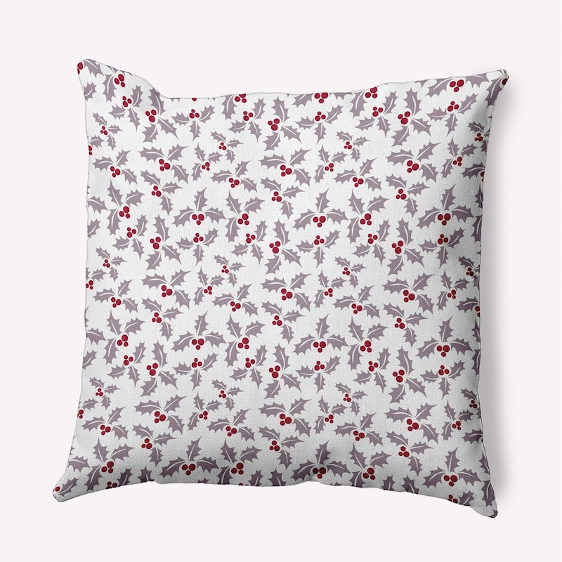 Holly Bush Christmas Indoor/Outdoor Throw Pillow - 16" x 16" - Light Purple
