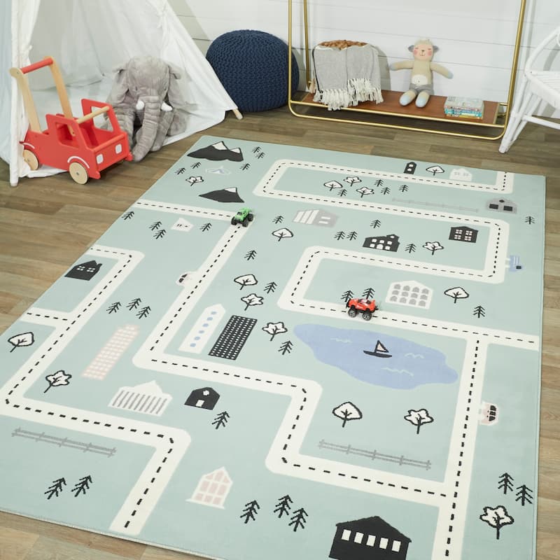 Mod-Tod Urban Adventure Road Map Kids' Rug