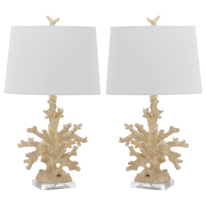 SAFAVIEH Lighting 28-inch Faux Coral Branch Cream Table Lamp (Set of 2)
