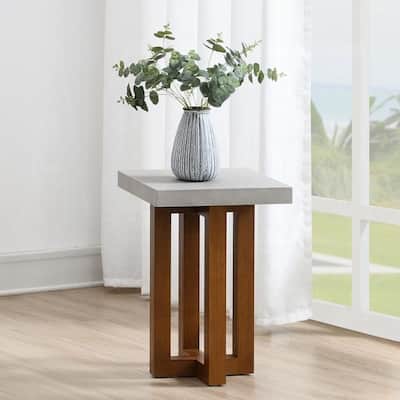 Faux Concrete Top End Table