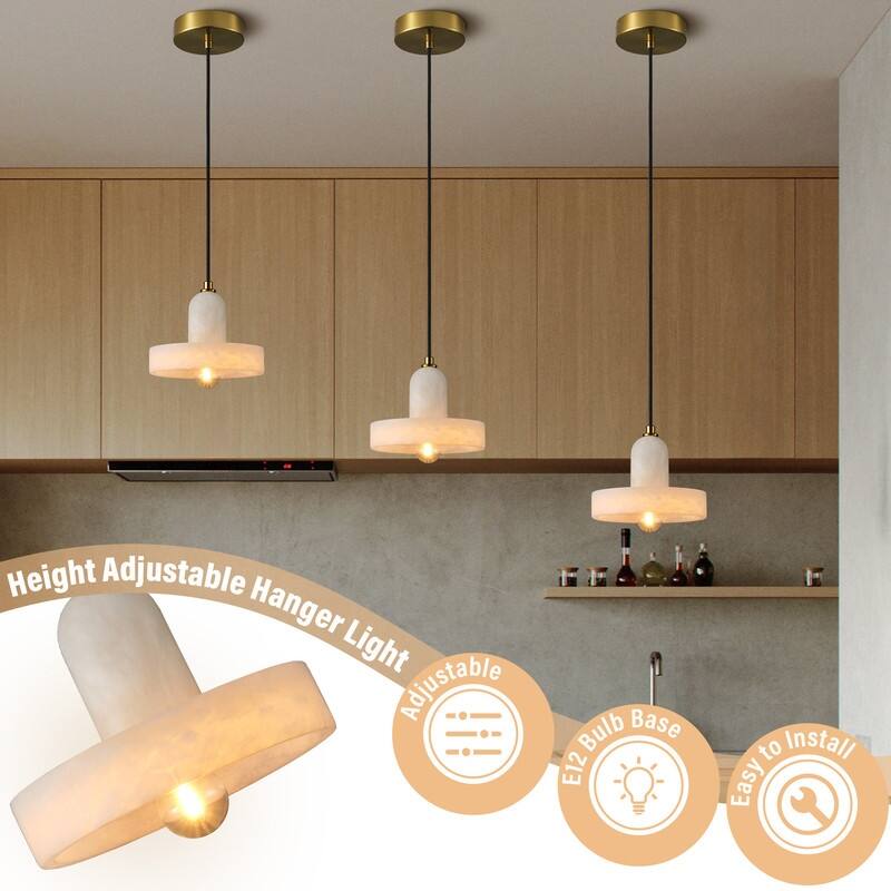 Alabaster Pendant Light for 7.9" Spanish Marble Shade Hanging Light Fixture