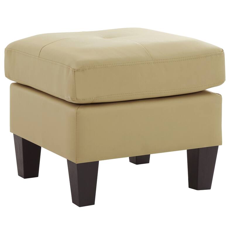Faux Leather Upholstered Tufted Ottoman - 23" - Beige