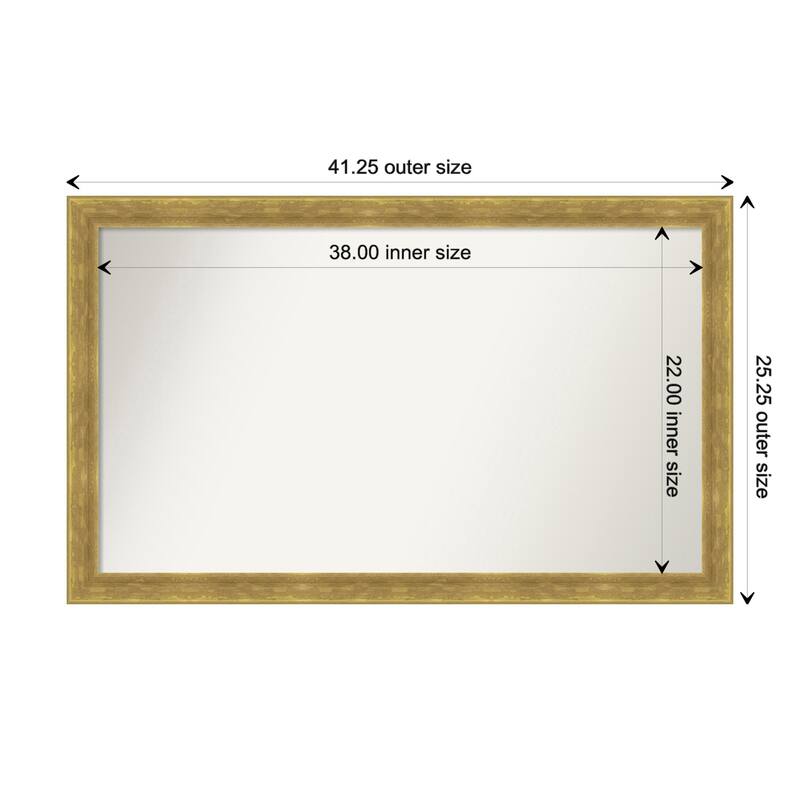 Angled Gold Framed Non-Beveled Custom Wall Mirror, Bathroom Vanity Mirror