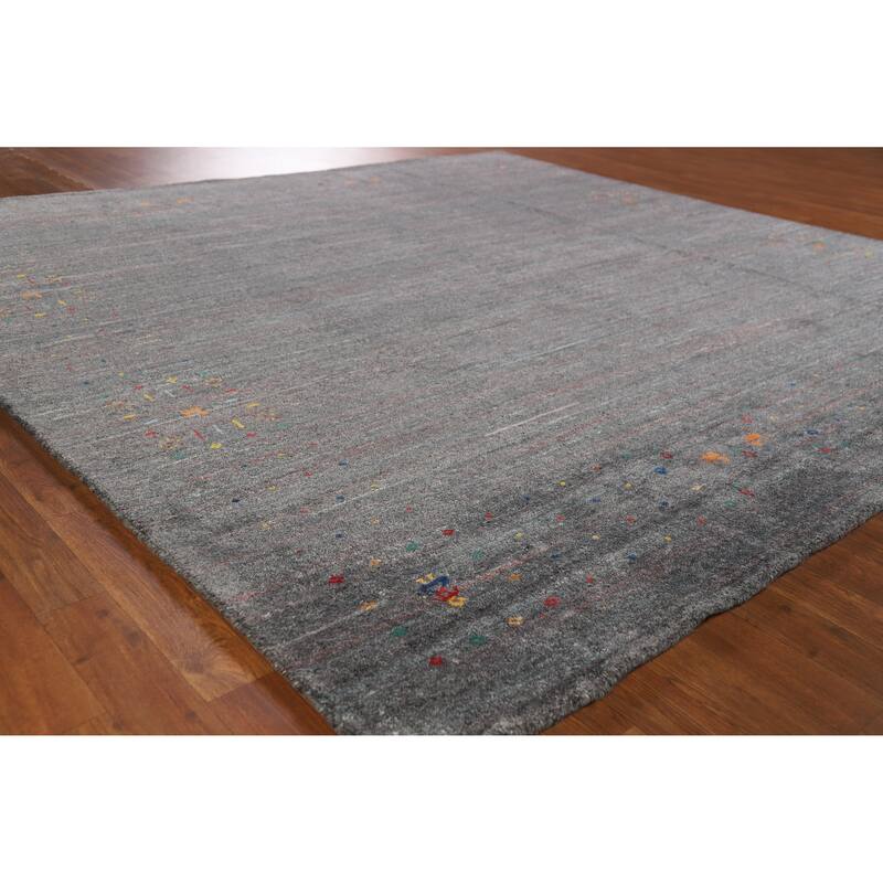 Hand Knotted Oriental 100% Wool Carpet Tribal Tribal Greys & Charcoal Gabbeh Area Rug - 8' 1'' X 8' 2''