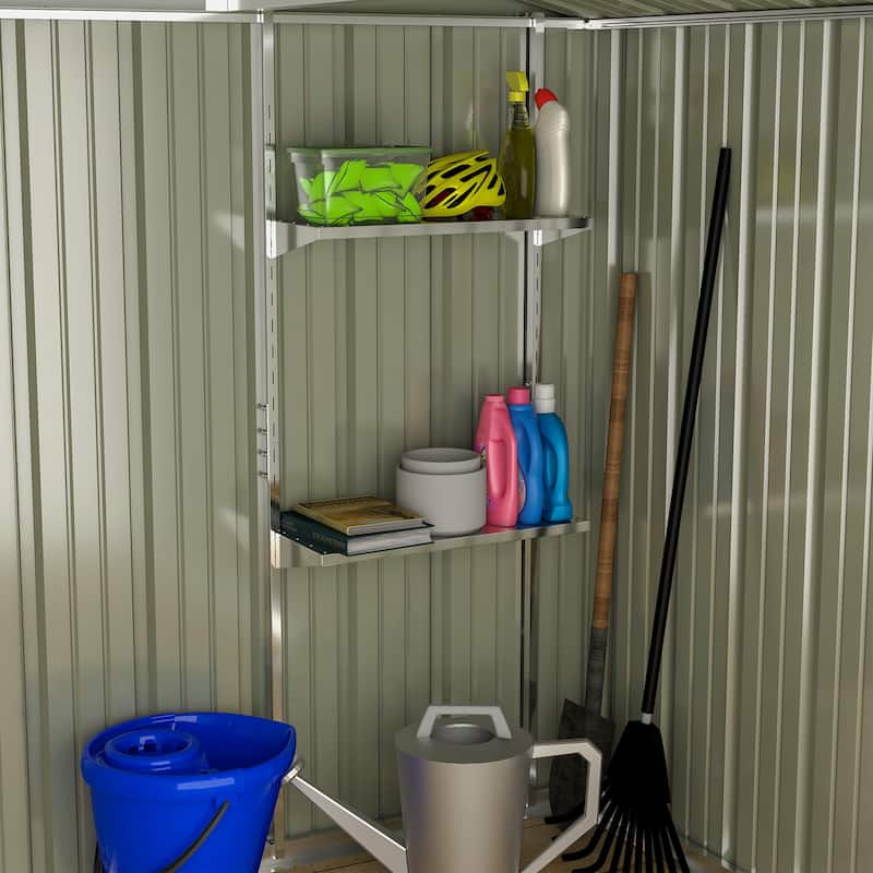 Patiowell 10' x 8'/10' x 10'Metal Outdoor Storage Shed with Goods Shelves/Floor Frame Garden Tool Shed for Backyard Garden