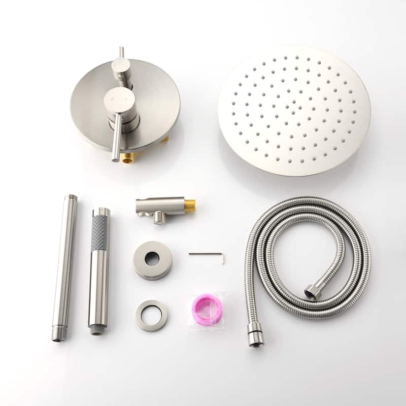 YASINU Ceiling Mount 10" Rain Round Shower Combo Set with Handheld Shower Head