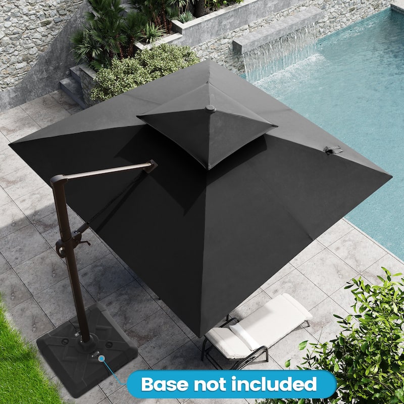 Outdoor 10FT Square Offset Cantilever Patio Umbrella 360-Degree Rotation