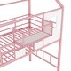 preview thumbnail 9 of 9, Pink Staircase Metal Loft Bed with Roof Design and Storage Box, Twin Size