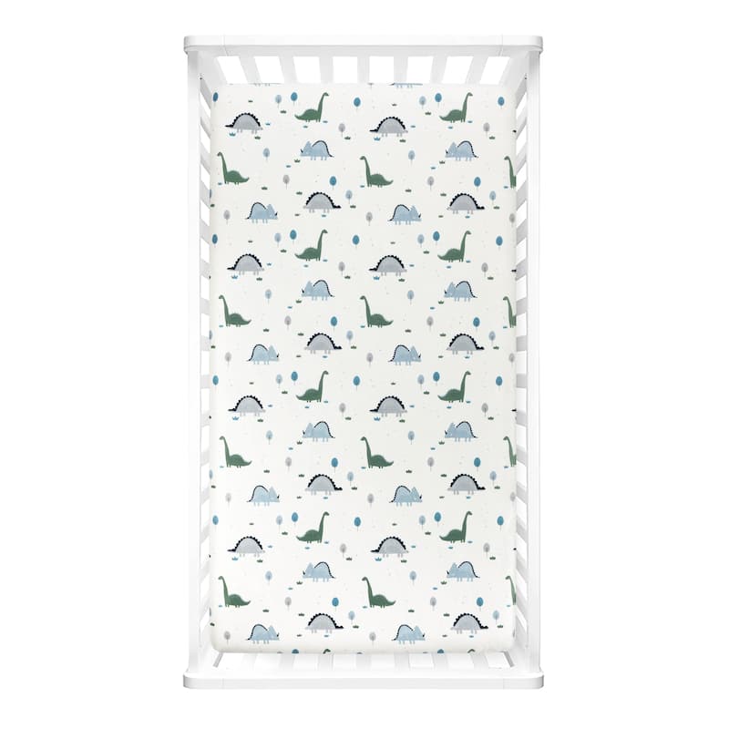 Lush Decor Dinosaurs Roar Soft & Plush Fitted Crib Sheet - 52"x 28"