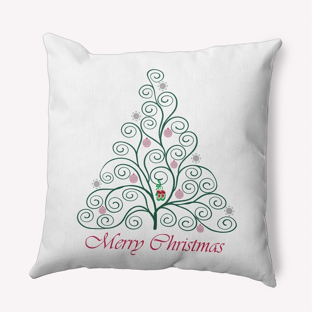 Decorated Filigree Christmas Tree Accent Pillow