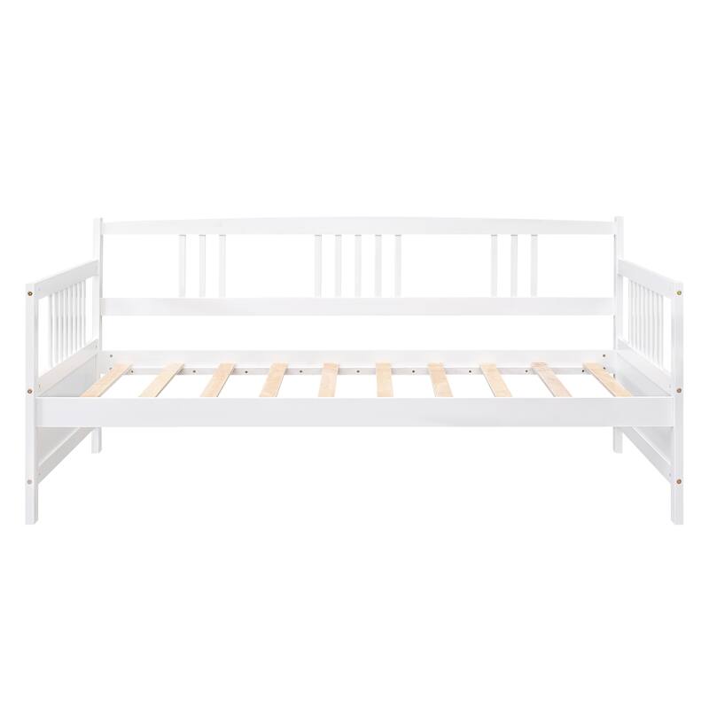 Multifunctional Solid Wood Twin Daybed with Storage Space, White/Espresso/Gray