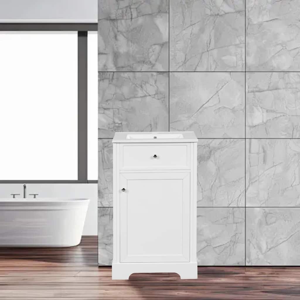 20" Freestanding Bathroom Vanity with Sink, Soft Closing Door, Storage Rack, and Adjustable Shelf