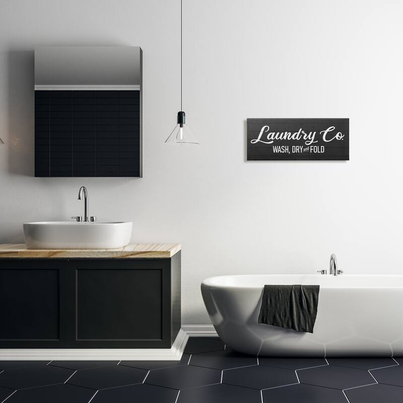 Stupell Rustic Wash Dry Fold Laundry Room Text Sign Canvas Wall Art - Black