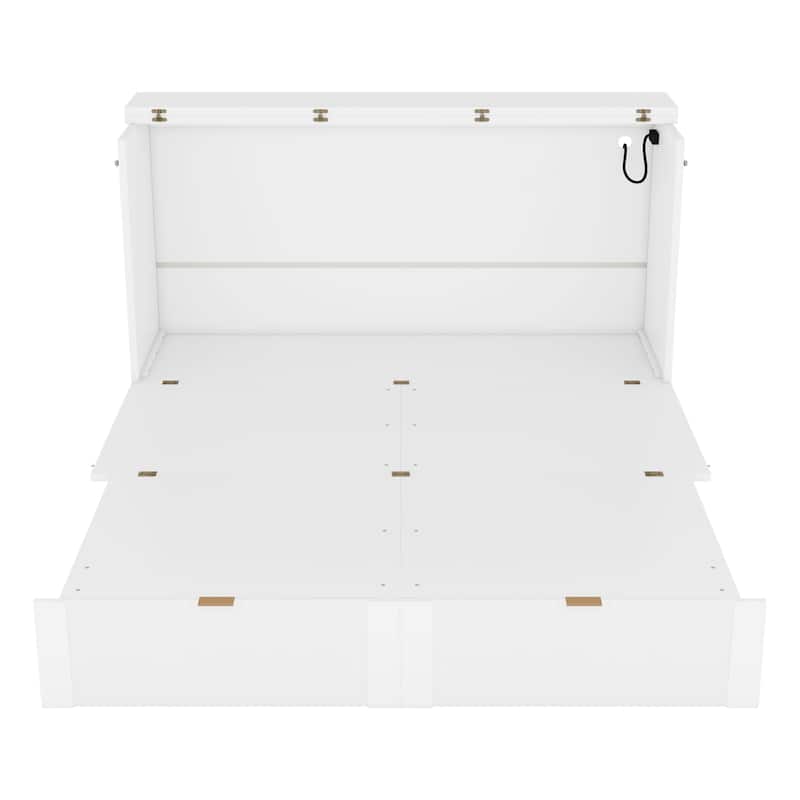 Murphy Bed with Pulley Structure Design,Drawer and USB Ports for Bedroom