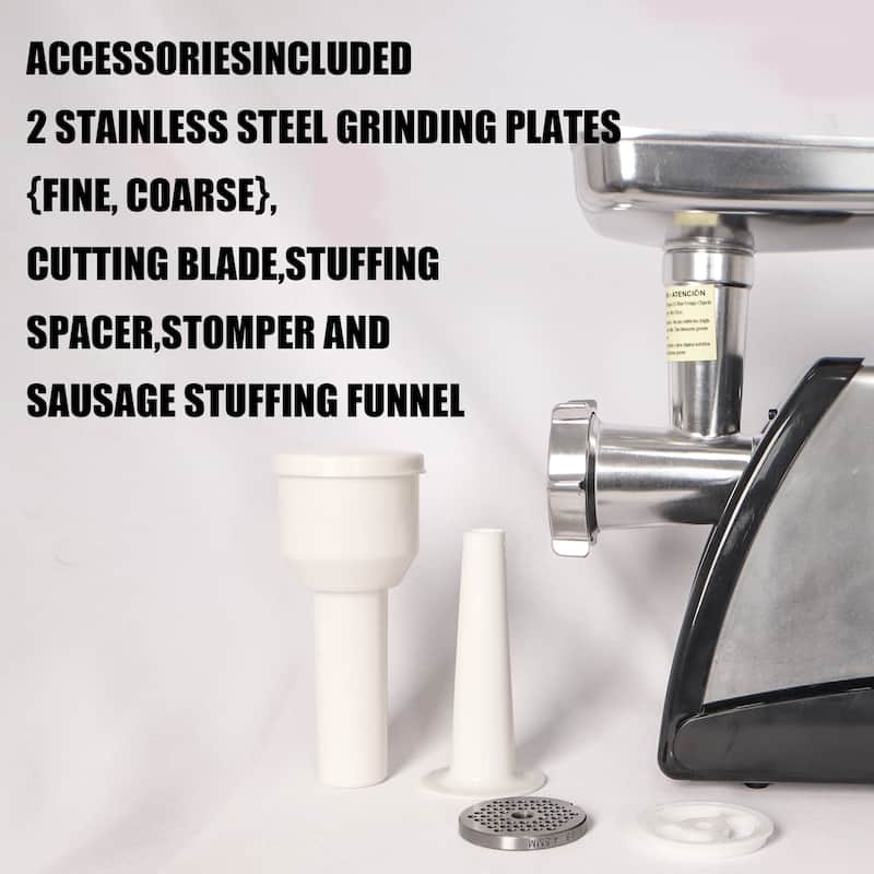 Anmytek Heavy Duty Stainless Steel Electric Meat Grinder with Sausage Stuffer 570 Watt - 13.38 in×11.61 in×7.08 in