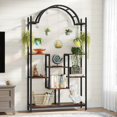 Heavy Duty Large Metal Plant Stand Flower Rack with Arched Top - 75" x 40" x 12"