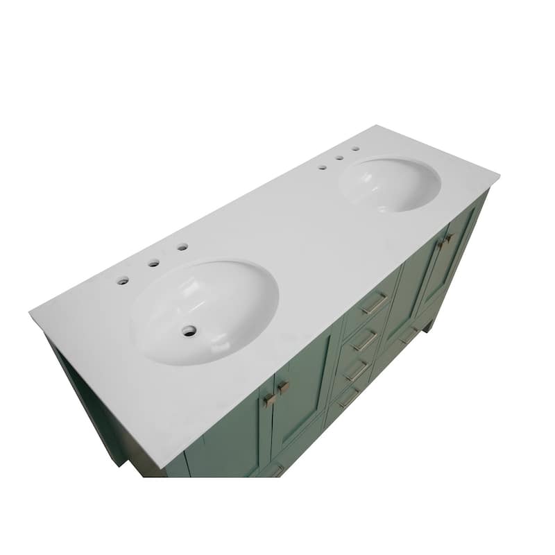 KitchenBathCollection Horizon 60" Double Bathroom Vanity with Engineered White Top