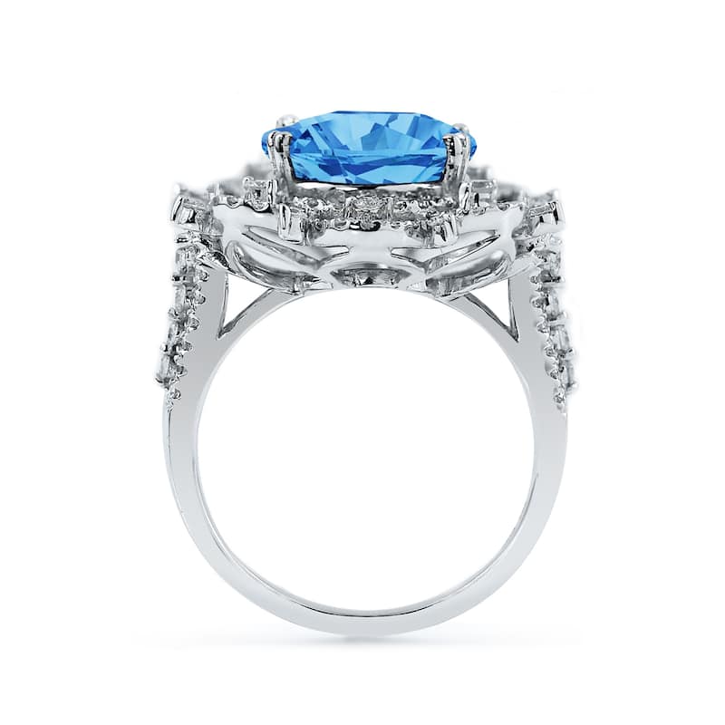 Auriya 4 3/4ct Fancy Oval Swiss Blue Topaz Halo Diamond Engagement Ring 1ctw 18K Gold