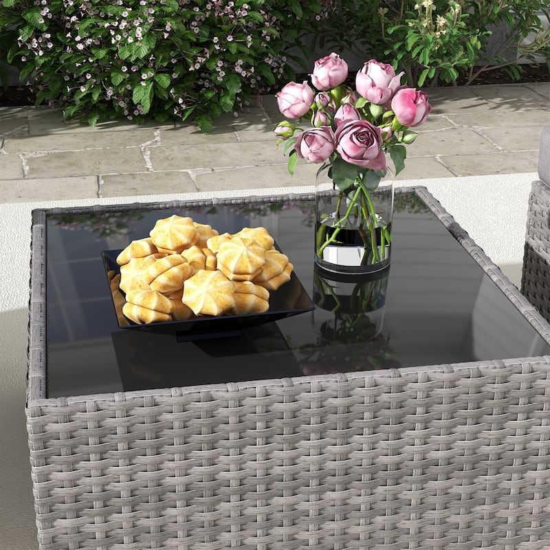Outdoor 3-Piece Wicker Sofa Set with Ottoman