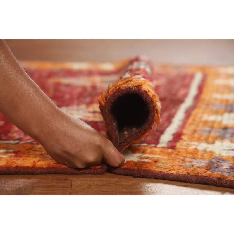 Geometric Moroccan Oriental Rug Hand-Knotted Wool Carpet - 3'4" x 6'6"